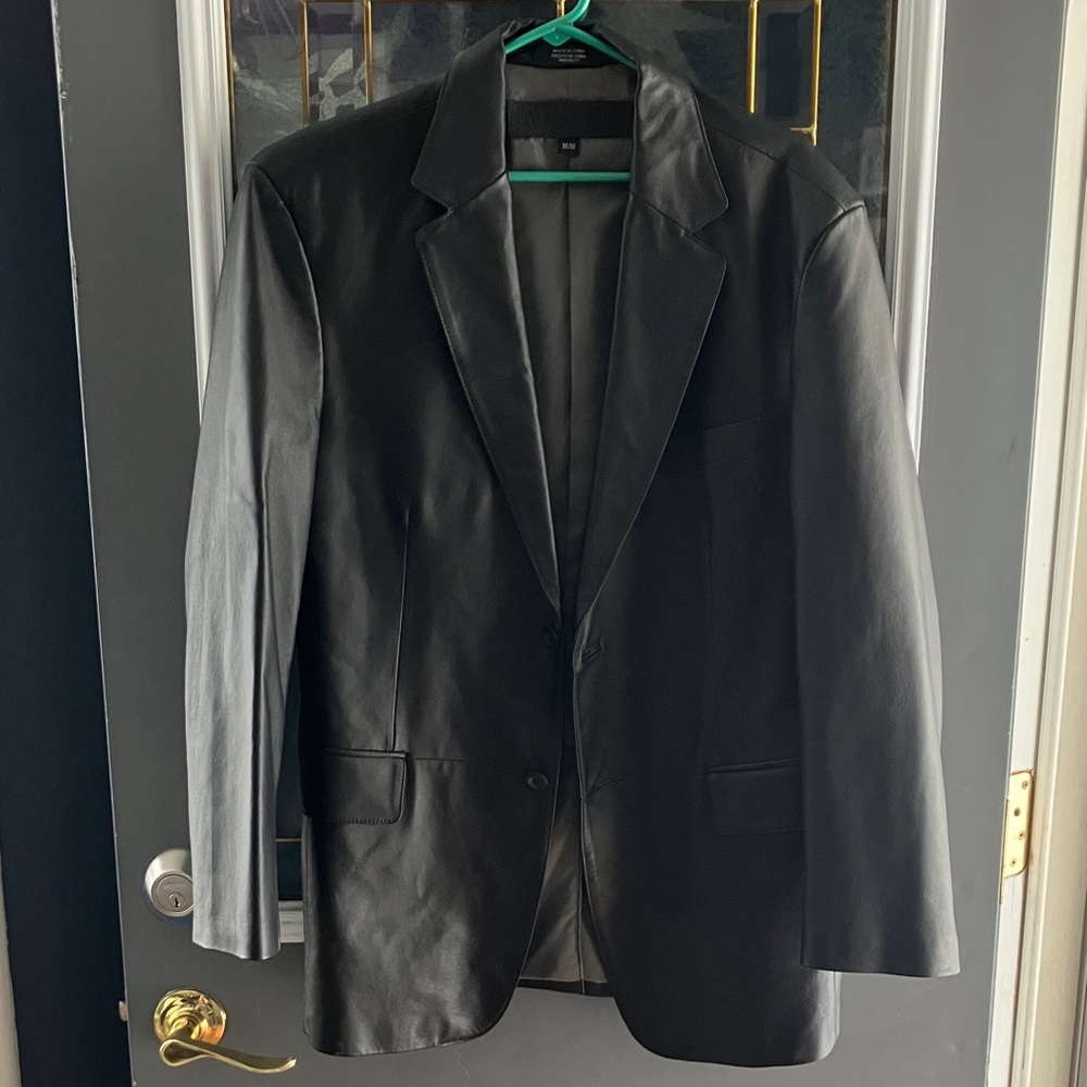 Stafford Black Leather Men's Blazer
